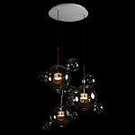 Люстра подвесная с прозрачными бирюзовыми стеклянными шарами и круглым основанием 3 лампы Giopato & Coombes варинант исполнения - 4 | Loft Concept в Липецке