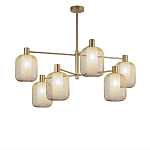 Люстра потолочная с абажурами из металлической сетки Loft Grid Pendant Gold варинант исполнения - 1 | Loft Concept в Липецке