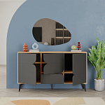 Комод цвета древесины с 3-мя дверцами и выдвижным ящиком темно-серого цвета SPARK CONSOLE OAK ANTHRACITE варинант исполнения - 2 | Loft Concept в Липецке