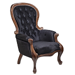 Кресло с мягкой обивкой из черного велюра на 4-х деревянных ножках Evelyn Classical Armchair варинант исполнения - 1 | Loft Concept в Липецке