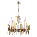 Люстра с вертикальными стеклянными элементами и металлическим каркасом цвета Латунь Vertical Glass варинант исполнения - 1 | Loft Concept в Липецке