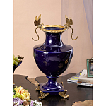 Ваза темно-синего цвета из фарфора с бронзовыми стрекозами Eden Garden porcelain and bronze варинант исполнения - 3 | Loft Concept в Липецке