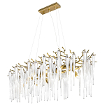 Люстра подвесная прямоугольная с бронзовыми акцентами и прозрачными стеклянными каплями Droplet Chandelier варинант исполнения - 3 | Loft Concept в Липецке