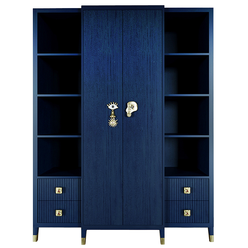 Большой шкаф с витриной Elsa Dreams Blue Синий Золотой в Липецке | Loft Concept 