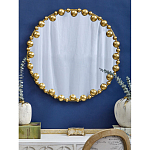 Зеркало круглое в фактурной золотистой раме из металла Mirror Golden Placer варинант исполнения - 3 | Loft Concept в Липецке