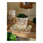 Кашпо с растительным и животным орнаментом на бронзовых ножках Turquoise Blooming Garden варинант исполнения - 6 | Loft Concept в Липецке