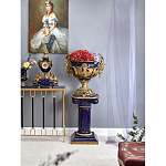 Чаша темно-синего цвета с фигурками ангелов и рельефным декором Eden Garden porcelain and bronze варинант исполнения - 7 | Loft Concept в Липецке