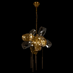 Люстра подвесная со стеклянными плафонами из дымчатого и золотистого с шестью вертикальными подвесками Gilded Mirage  варинант исполнения - 6 | Loft Concept в Липецке