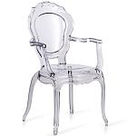 Прозрачный стул с подлокотниками LOUIS GHOST CHAIR Grey варинант исполнения - 1 | Loft Concept в Липецке