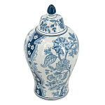 Ваза с крышкой и голубым цветочным рисунком на белом фоне Blue & White Ornament варинант исполнения - 1 | Loft Concept в Липецке