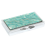 Таблетница карманная прямоугольная на 7 отделений с зеркалом и накладкой из натурального камня Амазонит Silver Stone Pillboxes варинант исполнения - 1 | Loft Concept в Липецке