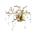 Бра в форме ветвей деревьев золотого цвета с прозрачными подвесками-каплями Droplet Bra варинант исполнения - 3 | Loft Concept в Липецке