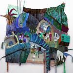 Панно гобелен яркие Пространство-Время TimeSpace Blue варинант исполнения - 1 | Loft Concept в Липецке