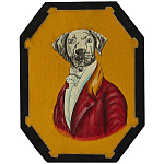 Картина в раме Chinoiserie Grey Dog Yellow Portrait варинант исполнения - 1 | Loft Concept в Липецке