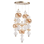 Люстра с плафонами из прозрачного и янтарного стекла в виде шаров и ромбов Gabriel Scott Luna варинант исполнения - 2 | Loft Concept в Липецке