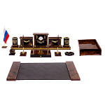 Настольный письменный набор с часами из природного камня обсидиана Royal Set варинант исполнения - 1 | Loft Concept в Липецке