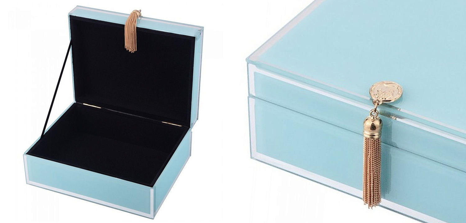 Шкатулка Glass Light Blue Box Шкатулка Glass Light Blue Box - Loft-Concept в Липецке