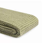 Плед из шерсти зеленого цвета с бахромой Waffle Comfort варинант исполнения - 3 | Loft Concept в Липецке