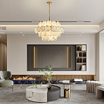 Люстра четырехъярусная с подвесками в форме дисков Cryptocrystalline Stone варинант исполнения - 6 | Loft Concept в Липецке