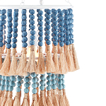 Подвесной светильник двухъярусный с декором из круглых деревянных бусин с кисточками Blue Wooden Beads Chandelier варинант исполнения - 1 | Loft Concept в Липецке