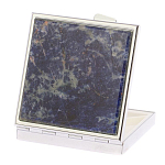 Таблетница карманная квадратная с 4-мя отделениями с зеркалом и накладкой из натурального камня Содалит Silver Stone Pillboxes варинант исполнения - 2 | Loft Concept в Липецке