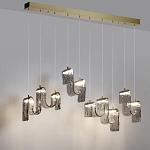 Подвесной светильник линейный с плафонами волнистой формы из фактурного стекла Big Wave варинант исполнения - 4 | Loft Concept в Липецке