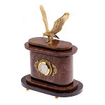 Часы настольные бронзовые из натурального камня Лемезит с декором в виде горного орла Eagle Stone Clock варинант исполнения - 2 | Loft Concept в Липецке