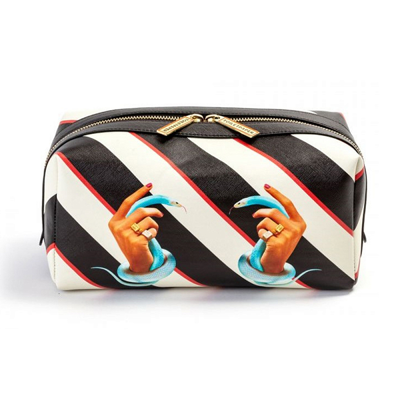 Косметичка Seletti Stripes Hands with Snakes Черный Белый Голубой Бежевый Косметичка Seletti Stripes Hands with Snakes Черный Белый Голубой Бежевый в Липецке | Loft Concept