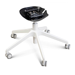 Стул с мягкой синей обивкой из велюра и подъемно-поворотным механизмом на белых колесиках Harper Blue and White варинант исполнения - 5 | Loft Concept в Липецке