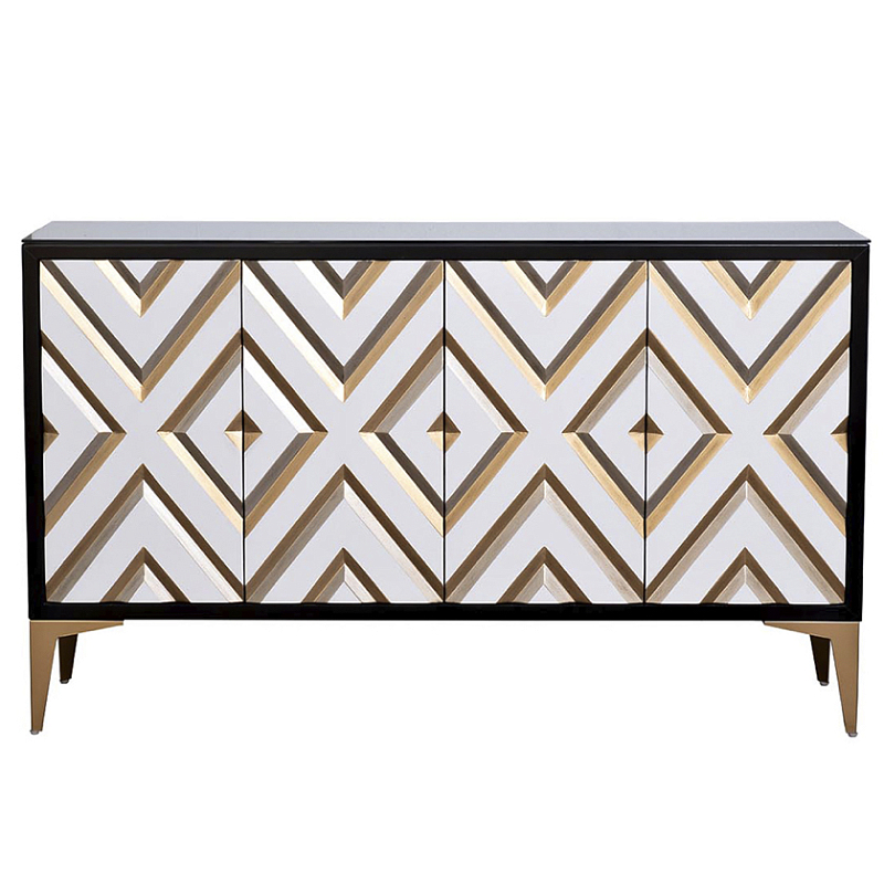 Комод в стиле арт-деко Kente Pattern Commode Черный Бронза Комод в стиле арт-деко Kente Pattern Commode Черный Бронза в Липецке | Loft Concept