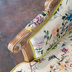 Кресло из натурального бука бежевое с изображением птиц и цветов Beige Green Chinoiserie Garden Armchair варинант исполнения - 5 | Loft Concept в Липецке