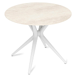 Стол обеденный с круглой столешницей из керамики на четырех белых ножках Sand Ceramics варинант исполнения - 3 | Loft Concept в Липецке