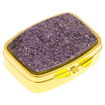 Таблетница карманная прямоугольная с 2-мя отделениями с зеркалом и накладкой из натурального камня Флюорит Gold Stone Pillboxes варинант исполнения - 1 | Loft Concept в Липецке