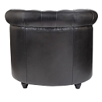 Кресло кожаное с мягкими подлокотниками на 4-х деревянных ножках Logan Leather Armchair black варинант исполнения - 3 | Loft Concept в Липецке