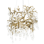Подвесная люстра в виде ветвей деревьев золотого цвета с прозрачными подвесками-каплями 8 и 14 ламп Droplet Chandelier варинант исполнения - 1 | Loft Concept в Липецке