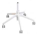 Стул с мягкой синей обивкой из велюра и подъемно-поворотным механизмом на белых колесиках Harper Blue and White варинант исполнения - 4 | Loft Concept в Липецке