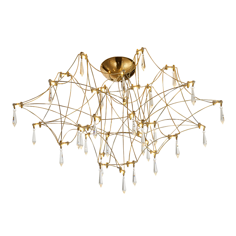 Потолочный светильник с тонкой металлической конструкцией цвета золото Quasar Золотой Прозрачный в Липецке | Loft Concept 