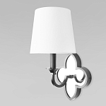 Бра с белым текстильным абажуром и декоративным основанием в виде четырехлистника с зеркальной вставкой Vitorino варинант исполнения - 8 | Loft Concept в Липецке