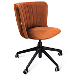 Стул с мягкой оранжевой обивкой из велюра и подъемно-поворотным механизмом на черных колесиках Harper Orange варинант исполнения - 1 | Loft Concept в Липецке