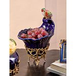 Чаша темно-синего цвета из фарфора с разноцветной птичкой Eden Garden porcelain and bronze варинант исполнения - 6 | Loft Concept в Липецке