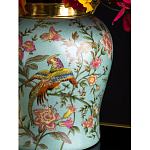 Ваза округлой формы из фарфора с рисунком и бронзовой крышкой Turquoise Blooming Garden варинант исполнения - 3 | Loft Concept в Липецке