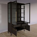 Витрина Primo со стеклянными фасадами и буфетом шпон Темный орех варинант исполнения - 4 | Loft Concept в Липецке