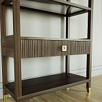 Стеллаж Elsa Dreams Walnut со стеклянными полками и ящиком варинант исполнения - 2 | Loft Concept в Липецке