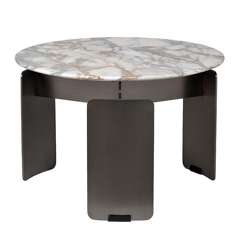 Столик журнальный с круглой мраморной столешницей на трех опорах Marble Stone Drawing  в Липецке | Loft Concept 
