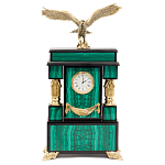 Часы настольные из натурального камня Малахит с декором в виде орла Eagle Stone Clock варинант исполнения - 1 | Loft Concept в Липецке