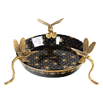 Блюдо черного цвета из фрафора на бронзовых ножках в виде стрекоз Eden Garden варинант исполнения - 2 | Loft Concept в Липецке