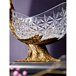 Чаша из прозрачного стекла на бронзовой подставке в виде павлина с рельефным хвостом Eden Garden варинант исполнения - 5 | Loft Concept в Липецке