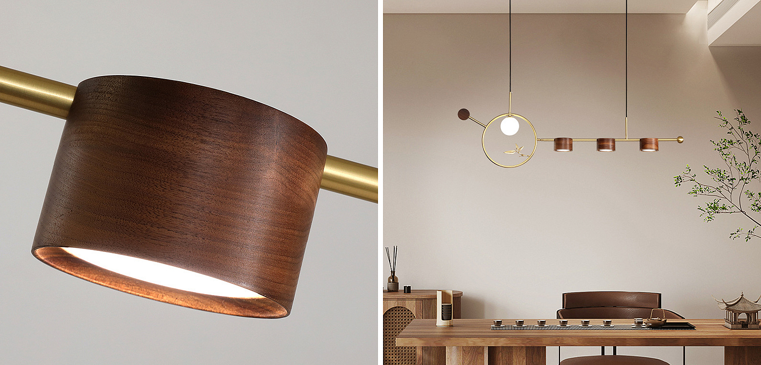Линейный светильник Metal Wood Ring Leaf Linear Light Линейный светильник Metal Wood Ring Leaf Linear Light - Loft-Concept в Липецке