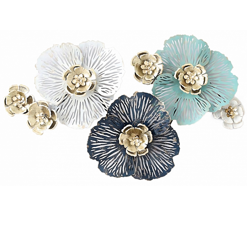Панно настенное Blank Sheet Flowers Золотой Белый Синий Панно настенное Blank Sheet Flowers Золотой Белый Синий в Липецке | Loft Concept