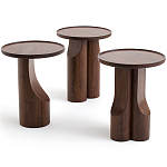 Круглый приставной стол из массива ореха Balu Wooden Side Table варинант исполнения - 5 | Loft Concept в Липецке